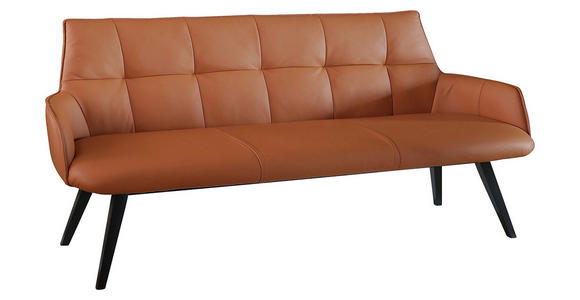 SITZBANK 160/89,5/64 cm in Cognac - Cognac/Schwarz, Design, Leder/Holz (160/89,5/64cm) - Novel