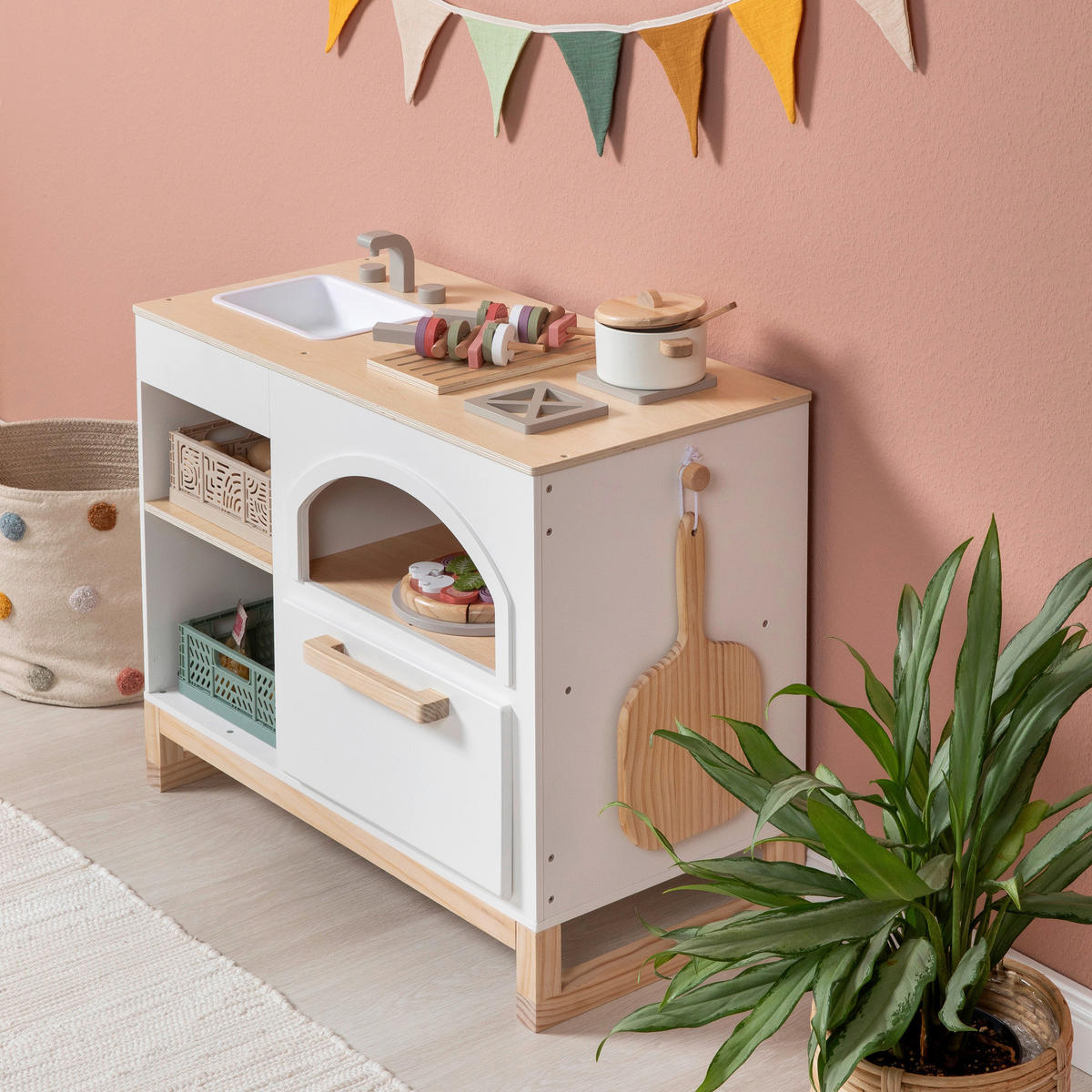 KINDERKÜCHE - Weiß/Naturfarben, Basics, Holz (70/39/62cm) - MUSTERKIND