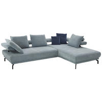 ECKSOFA Fino in Chenille Hellblau  305/224 cm  - Schwarz/Hellblau, Design, Textil/Metall (305/224cm) - Dieter Knoll