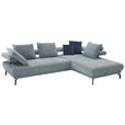 ECKSOFA Fino in Chenille Hellblau  305/224 cm  - Schwarz/Hellblau, Design, Textil/Metall (305/224cm) - Dieter Knoll