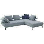 ECKSOFA Fino in Chenille Hellblau  305/224 cm  - Schwarz/Hellblau, Design, Textil/Metall (305/224cm) - Dieter Knoll