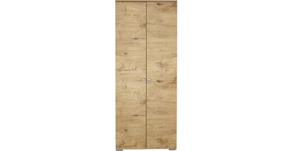 GARDEROBENSCHRANK 80/200/34 cm - Eichefarben/Silberfarben, Design, Holzwerkstoff/Metall (80/200/34cm) - Moderano