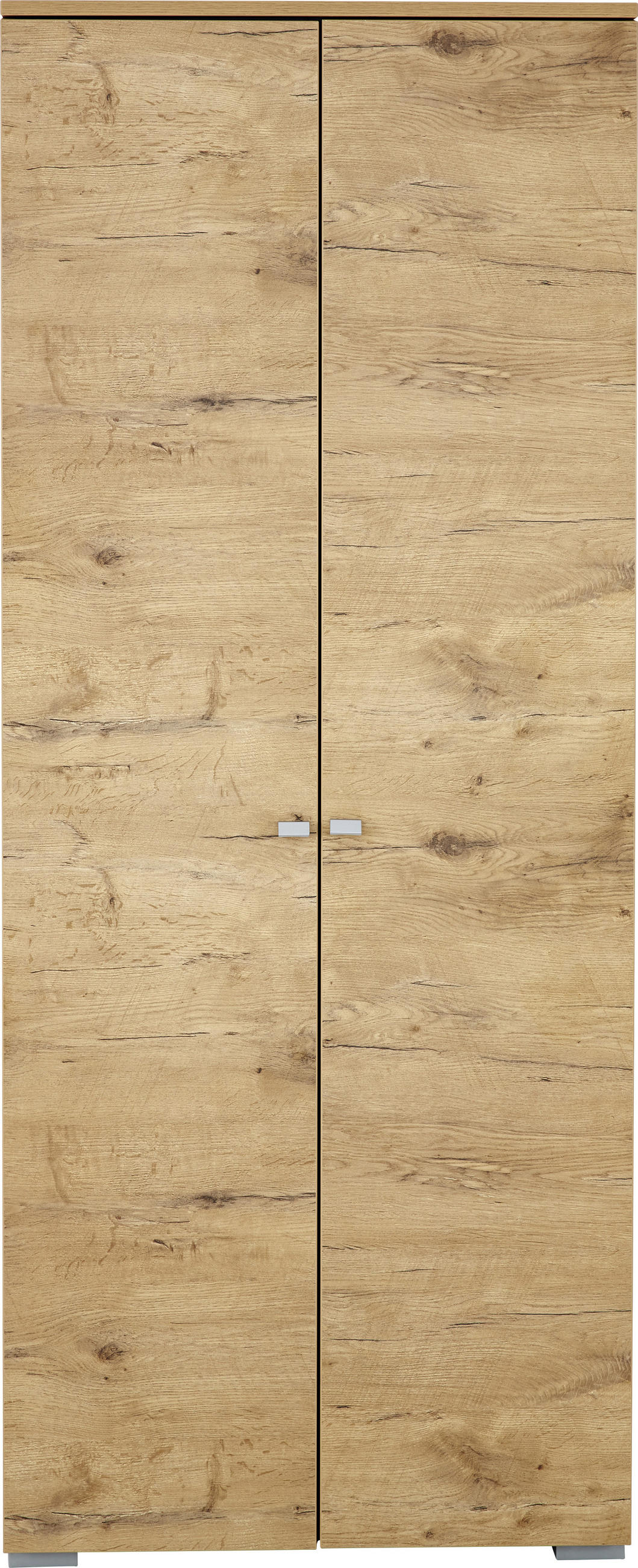 GARDEROBENSCHRANK  in 80/200/34 cm  - Eichefarben/Silberfarben, Design, Holzwerkstoff/Metall (80/200/34cm) - Moderano