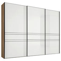 SCHWEBETÜRENSCHRANK 298/222/68 cm 3-türig Weiß, Eiche Artisan  - Graphitfarben/Eiche Artisan, Design, Glas/Holzwerkstoff (298/222/68cm) - Moderano