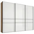 SCHWEBETÜRENSCHRANK 280/222/68 cm 3-türig Weiß, Eiche Artisan  - Graphitfarben/Eiche Artisan, Design, Glas/Holzwerkstoff (280/222/68cm) - Moderano