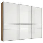 SCHWEBETÜRENSCHRANK 249/222/68 cm 3-türig Weiß, Eiche Artisan  - Graphitfarben/Weiß, Design, Glas/Holzwerkstoff (249/222/68cm) - Moderano