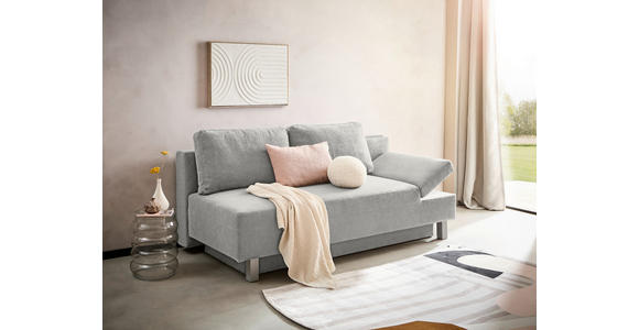 SCHLAFSOFA Flachgewebe Hellgrau  - Chromfarben/Hellgrau, Design, Holz/Textil (205/77-93/99cm) - Novel