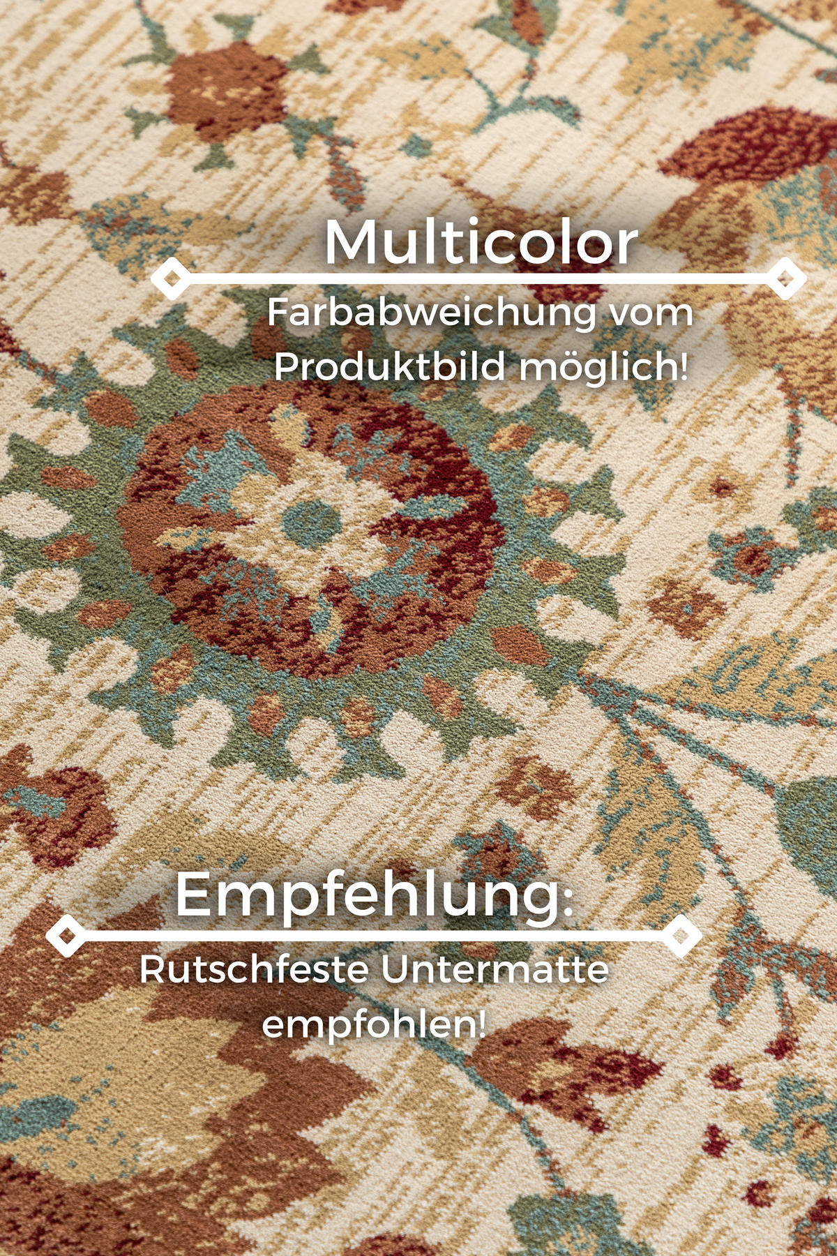 VINTAGE-TEPPICH 80/240 cm Herat Creme, Multicolor  - Multicolor/Creme, Basics, Kunststoff/Textil (80/240cm)