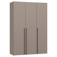 DREHTÜRENSCHRANK 152/220/59 cm,  in Hellbraun, 3-türig  - Hellbraun/Schwarz, Design, Holzwerkstoff/Metall (152/220/59cm) - Jutzler