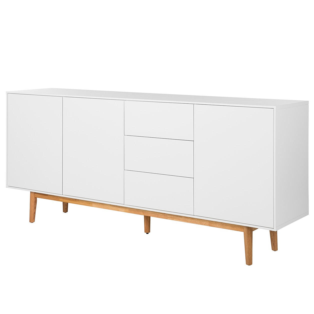 ŠIROKÁ KOMODA, dub, bílá, barvy dubu, 200/80/45 cm - bílá/barvy dubu, Design, dřevo/kompozitní dřevo (200/80/45cm) - home24