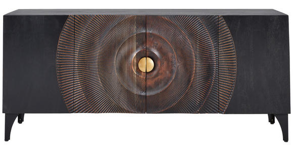 SIDEBOARD Schwarz, Goldfarben 177/78/47 cm - Goldfarben/Schwarz, Design, Holz/Metall (177/78/47cm) - Ambia Home
