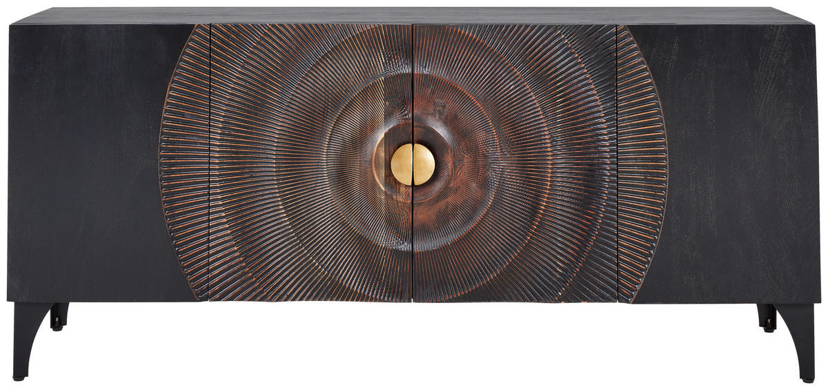 SIDEBOARD svart, guldfärgad  177/78/47 cm  - svart/guldfärgad, Design, metall/trä (177/78/47cm) - Ambia Home