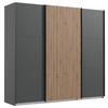 SCHWEBETÜRENSCHRANK in Graphitfarben, Eichefarben  - Eichefarben/Graphitfarben, Modern, Holzwerkstoff (250/216/65cm) - MID.YOU