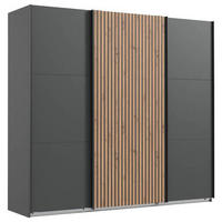 SCHWEBETÜRENSCHRANK in Graphitfarben, Eichefarben  - Eichefarben/Graphitfarben, Modern, Holzwerkstoff (250/216/65cm) - MID.YOU