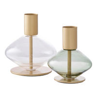 KERZENHALTER-SET - Transparent/Goldfarben, Basics, Glas/Metall