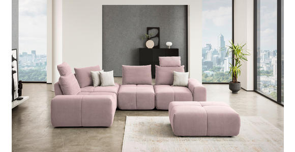 ECKSOFA in Velours Altrosa  - Schwarz/Altrosa, Design, Kunststoff/Textil (236/326cm) - Xora