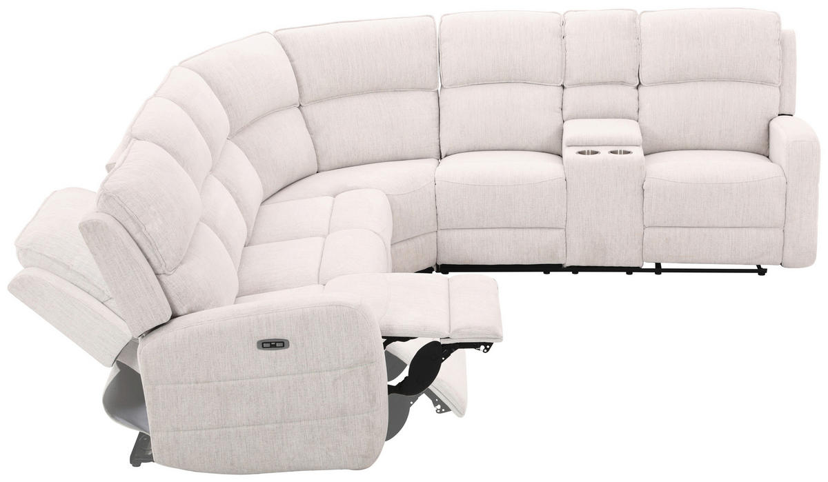 ECKSOFA Weiß Leinenoptik  - Schwarz/Weiß, KONVENTIONELL, Holz/Kunststoff (240/102/265cm) - Livetastic