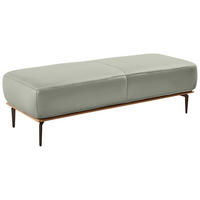 HOCKER in Holz, Leder Hellgrau  - Hellgrau/Bronzefarben, Design, Leder/Holz (151/44/61cm) - Valnatura