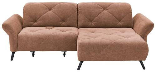 ECKSOFA inkl. Funktionen Kupferfarben Webstoff  - Schwarz/Kupferfarben, Design, Textil/Metall (244/173cm) - Moderano