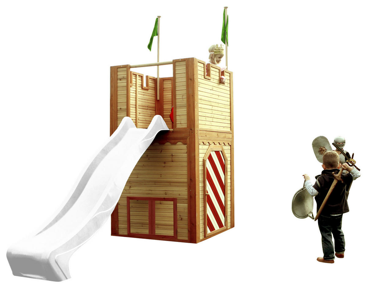 SPIELHAUS 319/195/110 cm  - Weiss/Rot, Konventionell, Holz/Kunststoff (319/195/110cm)