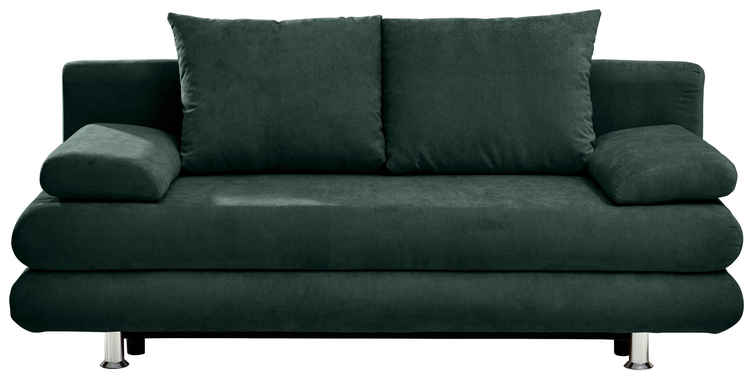 SCHLAFSOFA Mikrofaser Dunkelgrün  inkl. Rückenkissen, Armlehnenkissen, Bettkasten, Schlaffunktion  - Chromfarben/Dunkelgrün, Design, Kunststoff/Textil (196/74/90cm) - Carryhome