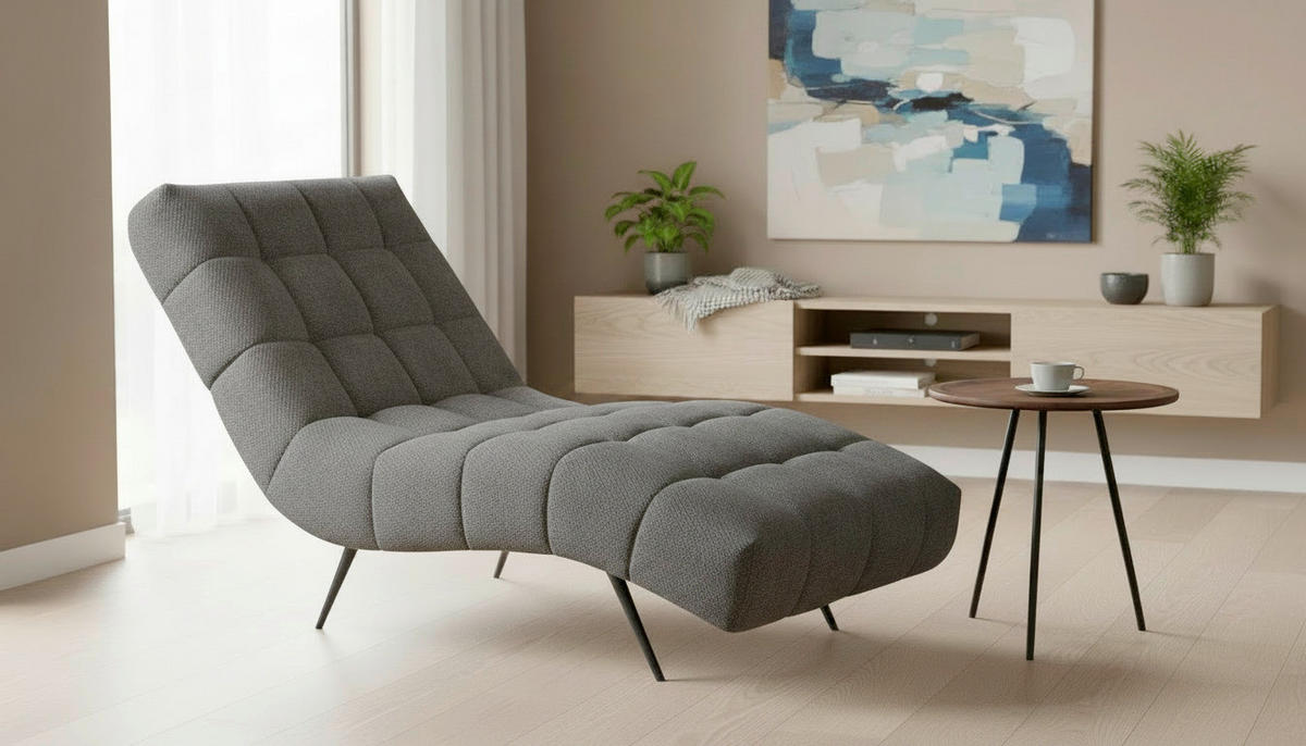 RELAXAČNÍ VÁLENDA, textil, tmavě šedá - černá/tmavě šedá, Design, kov/textil (79/88/165cm) - MID.YOU