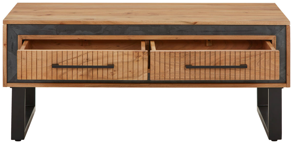 COUCHTISCH in Holz, Metall, Stein  - Schwarz/Akaziefarben, Lifestyle, Holz/Stein (110/45/60cm) - MID.YOU