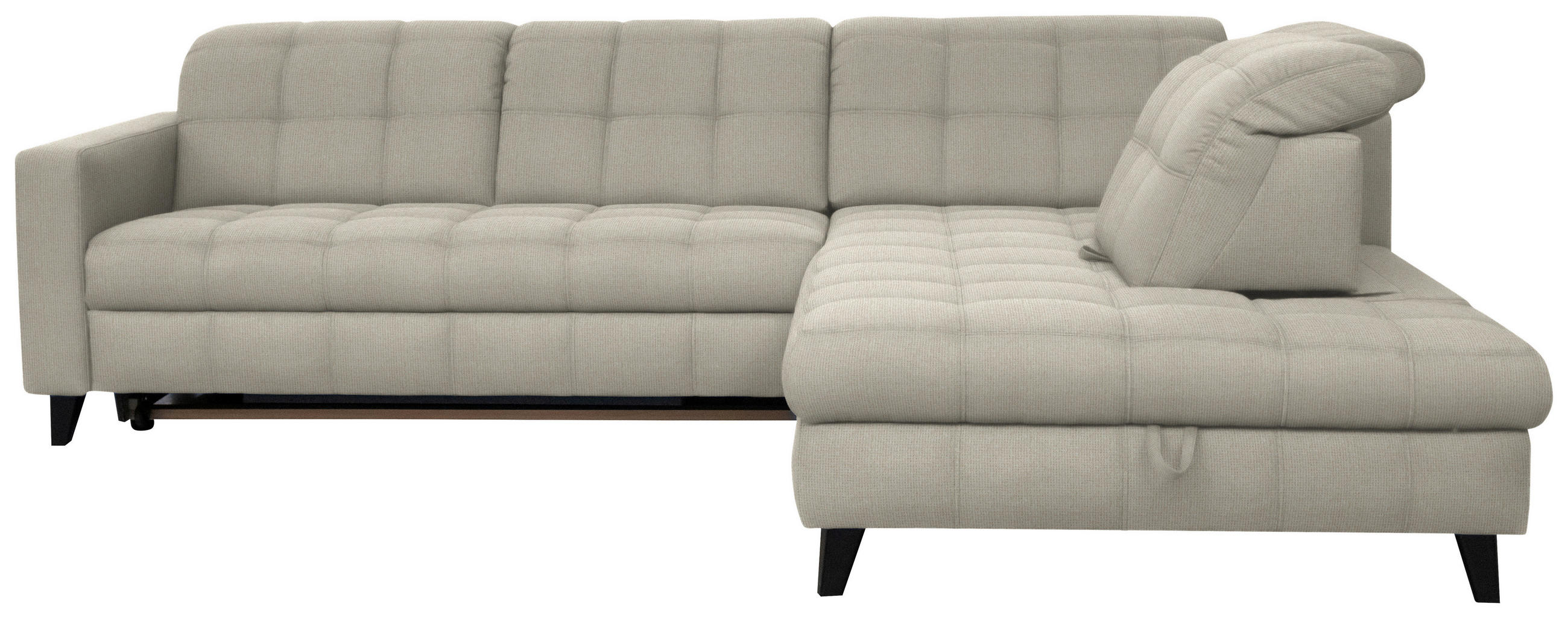 ECKSOFA in Webstoff Ecru  - Ecru/Schwarz, Design, Holz/Textil (297/216cm) - Xora