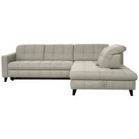 ECKSOFA in Webstoff Ecru  - Ecru/Schwarz, Design, Holz/Textil (297/216cm) - Xora