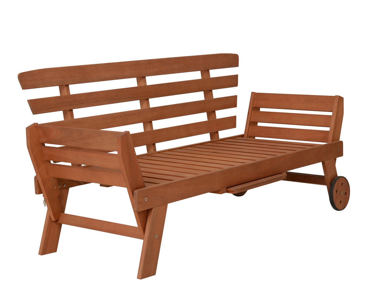 GARTENBANK 190/77,5/68 cm Eukalyptusholz   - Braun/Grau, Basics, Holz/Textil (190/77,5/68cm) - Gardenson