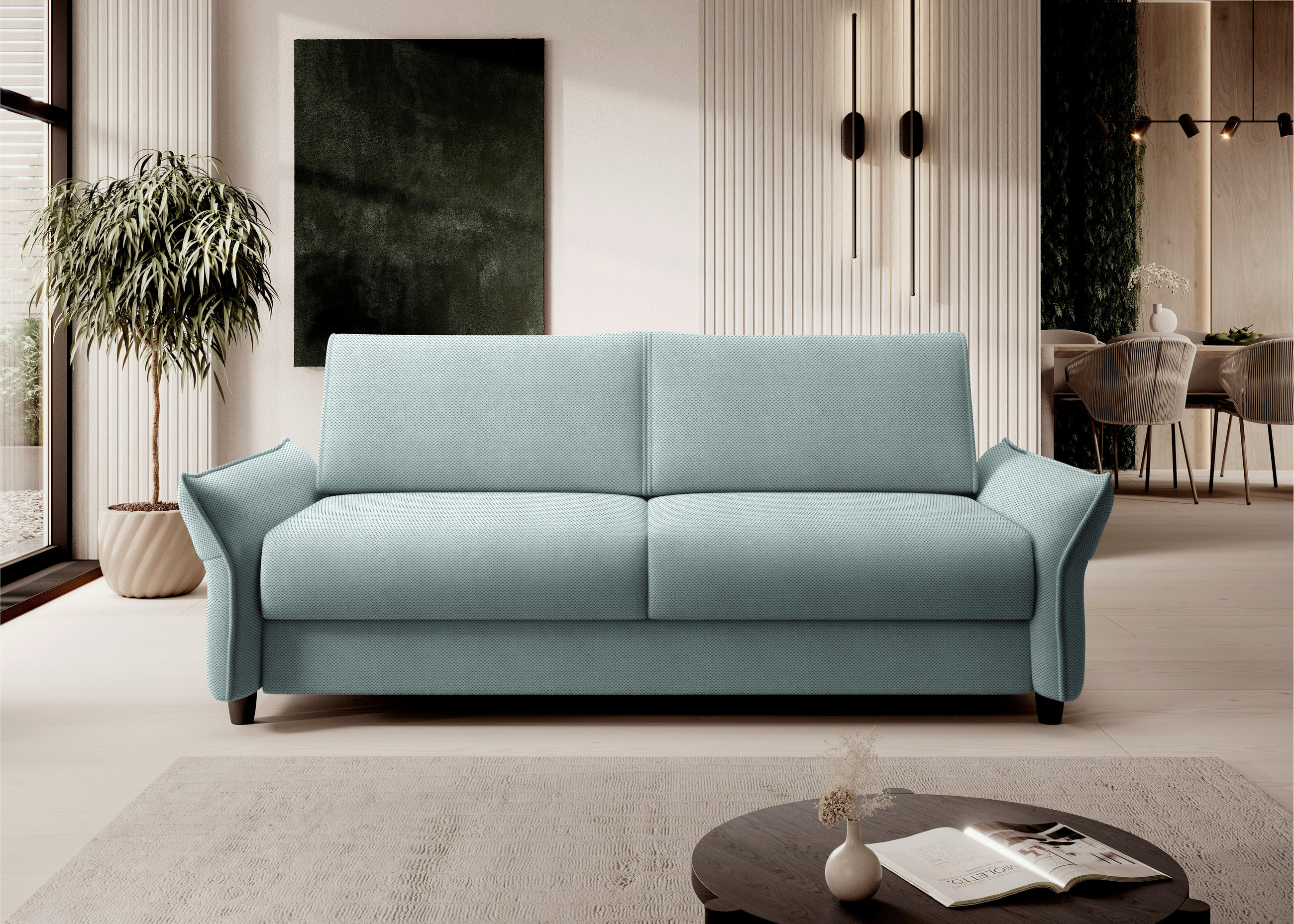 BÄDDSOFFA i vävt tyg mintgrön  - mintgrön/svart, Klassisk, textil/plast (198/82/106cm) - MID.YOU