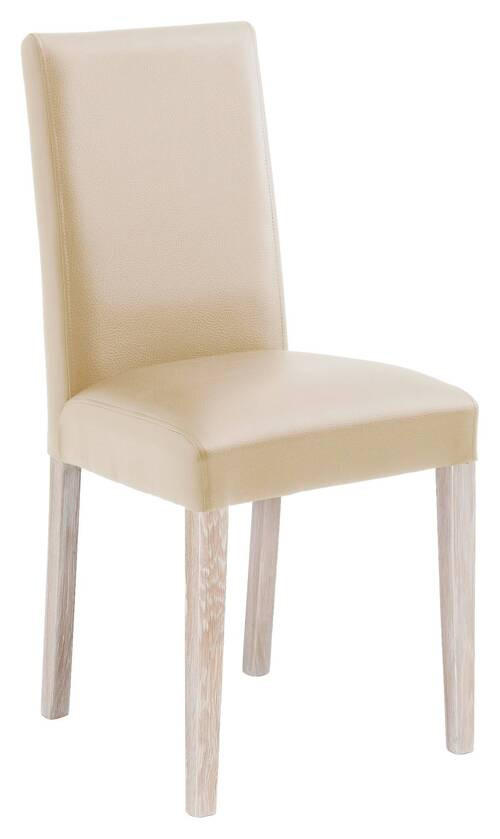 STUHL Lederlook Beige, Sonoma Eiche - Beige/Sonoma Eiche, KONVENTIONELL, Holz/Textil (44/92/57cm) - Carryhome