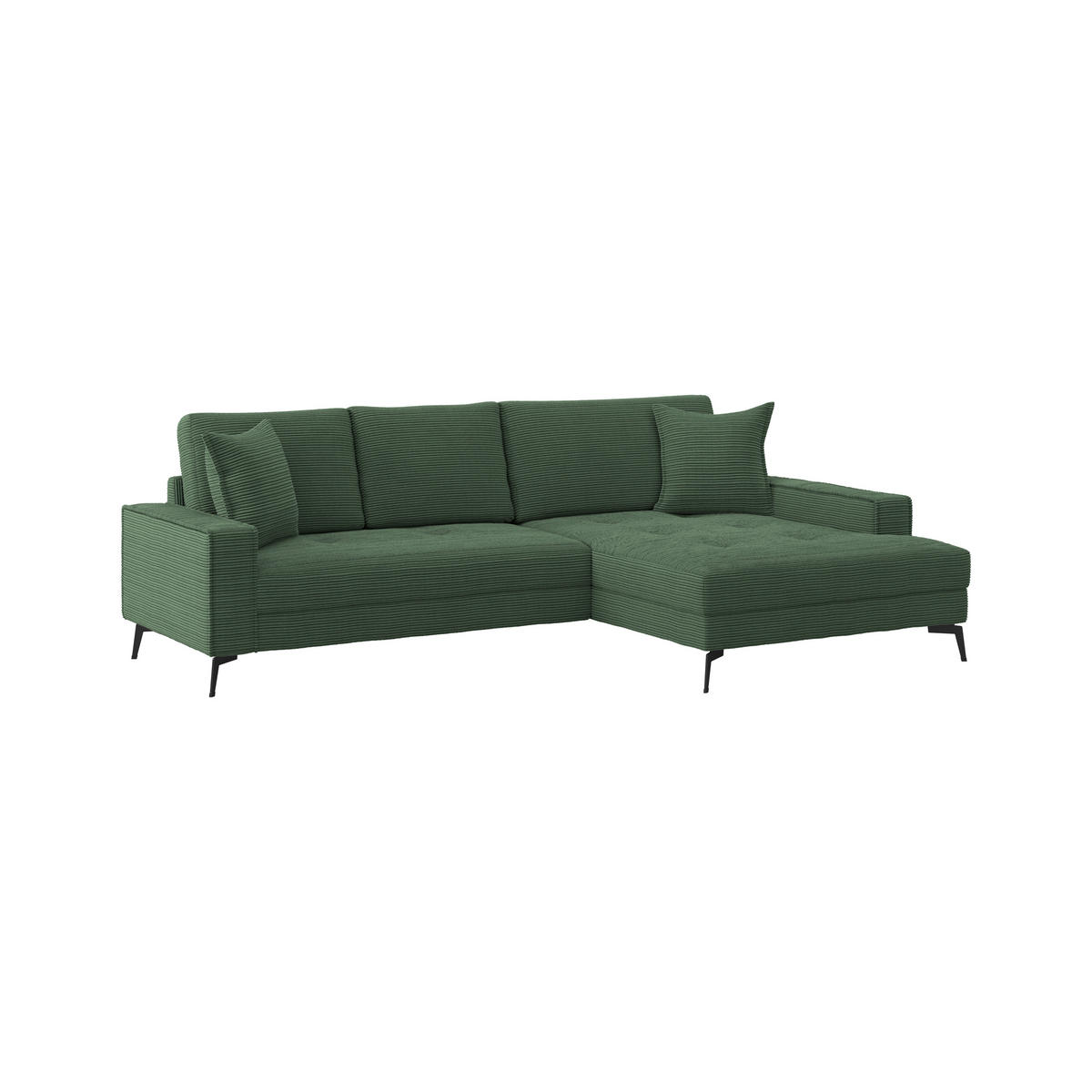 ECKSOFA ZERO Grün Cord Zierkissen, Rückenkissen  - Schwarz/Grün, Trend, Textil/Metall (286/173cm) - Livetastic