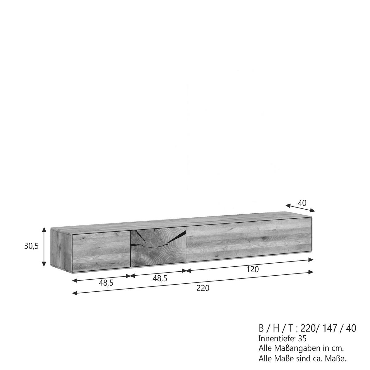 TV-ELEMENT - Wildeiche, Basics, Holz (220/30,5/40cm) - Livetastic