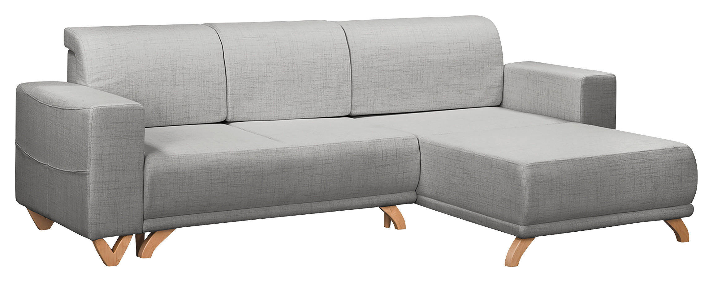 ECKSOFA Bella Grau Textilgeflecht  - Wengefarben/Grau, Design, Holz/Textil (257/174cm) - Livetastic