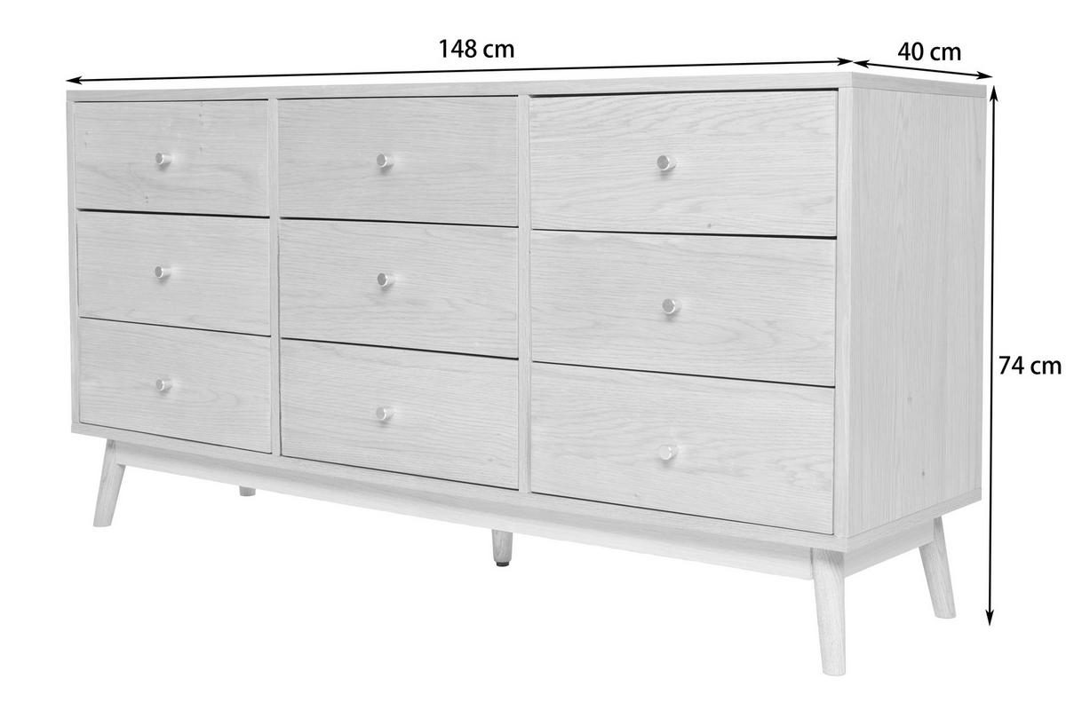 KOMMODE , 148/74/40 cm, 9 Schublade(n)  - Messingfarben/Naturfarben, Design, Holz/Holzwerkstoff (148/74/40cm) - Livetastic