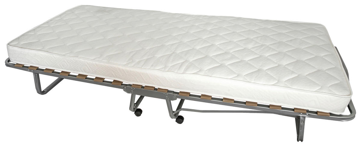 KLAPPBETT 90/204 cm,  in  - Alufarben/Weiß, Basics, Textil/Metall (90/204cm) - Boxxx