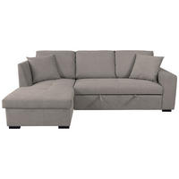 ECKSOFA LUKAS Graubraun Struktur Zierkissen, Bettkasten  - Graubraun, Trend, Textil (158/239cm) - P & B