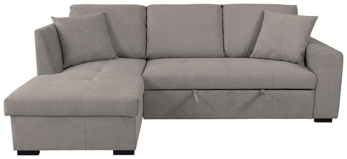 ECKSOFA LUKAS Graubraun Struktur Zierkissen, Bettkasten  - Graubraun, Trend, Textil (158/239cm) - P & B