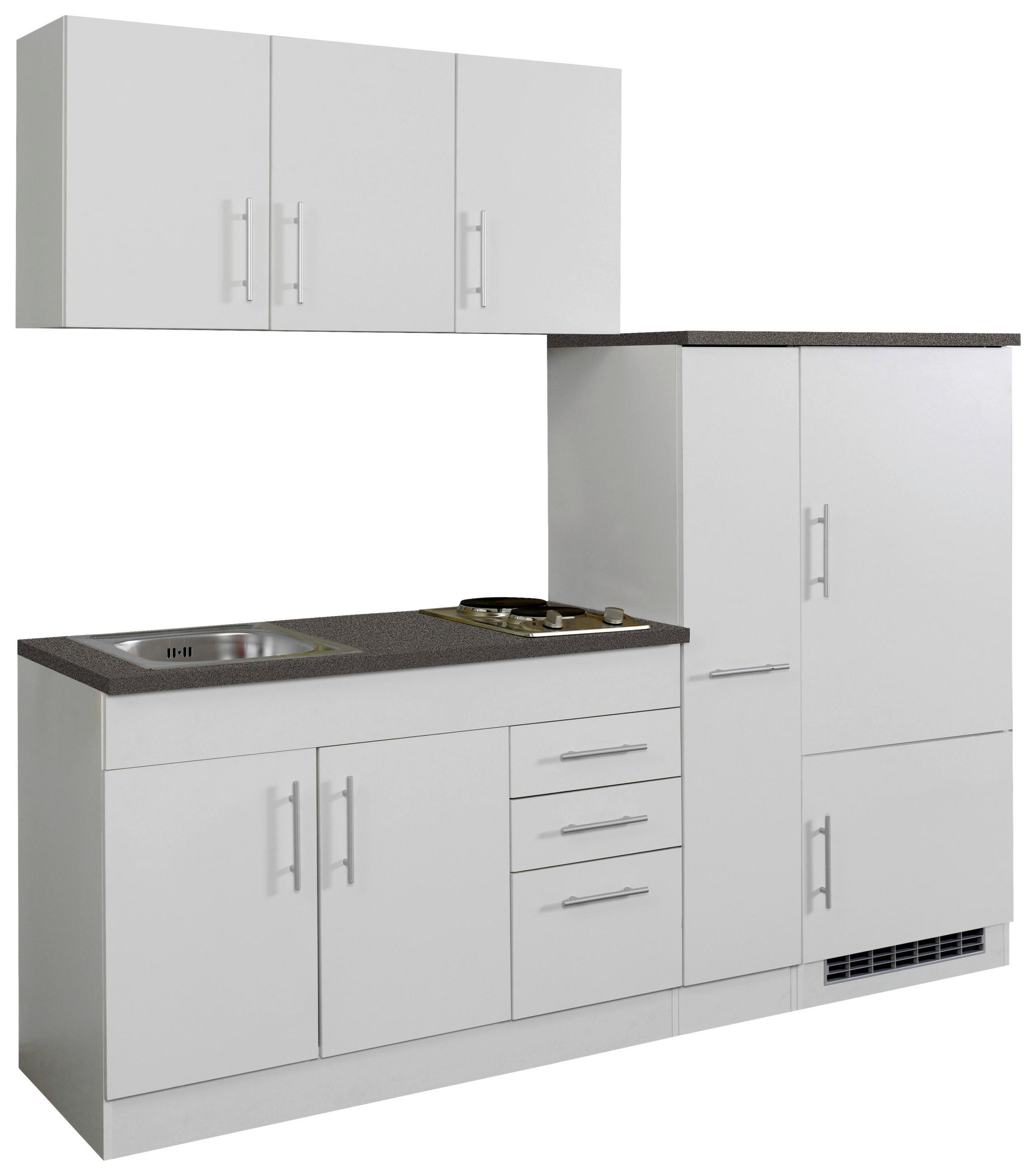 KÜCHENBLOCK 210 cm   in Weiß  - Chromfarben/Graphitfarben, MODERN, Holzwerkstoff/Metall (210cm) - Held