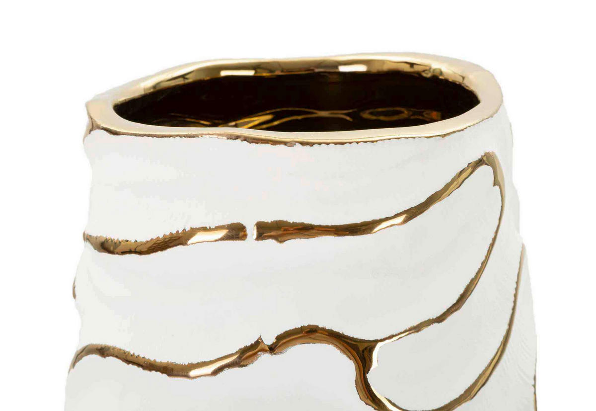 VASE  - Goldfarben/Weiß, Basics, Keramik (14.5/39.5/14.5cm)