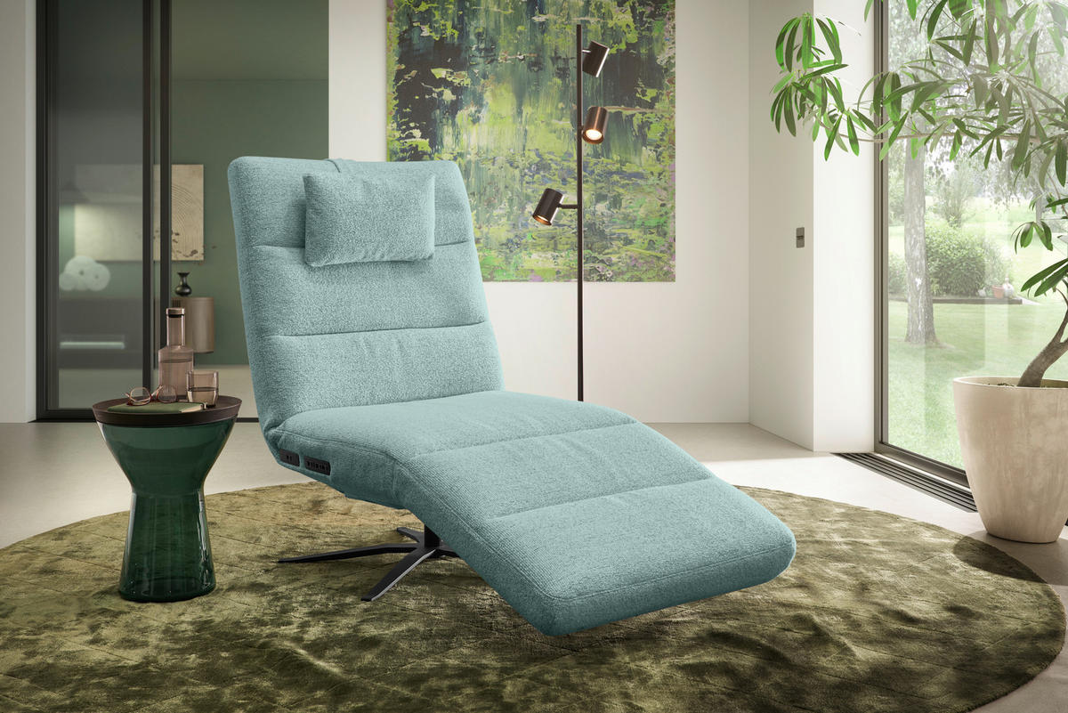 RELAXLIEGE inkl. Akku Flachgewebe Türkis  - Türkis/Schwarz, MODERN, Textil/Metall (82/53-115/156-206cm) - Pure Home Comfort