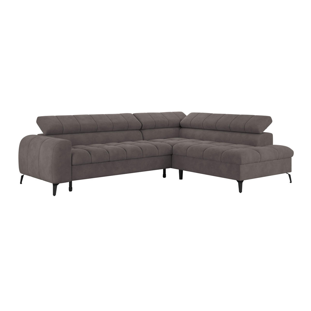 ECKSOFA in Graphitfarben  - Dunkelgrau/Schwarz, Trend, Kunststoff/Textil (261/203cm) - Livetastic