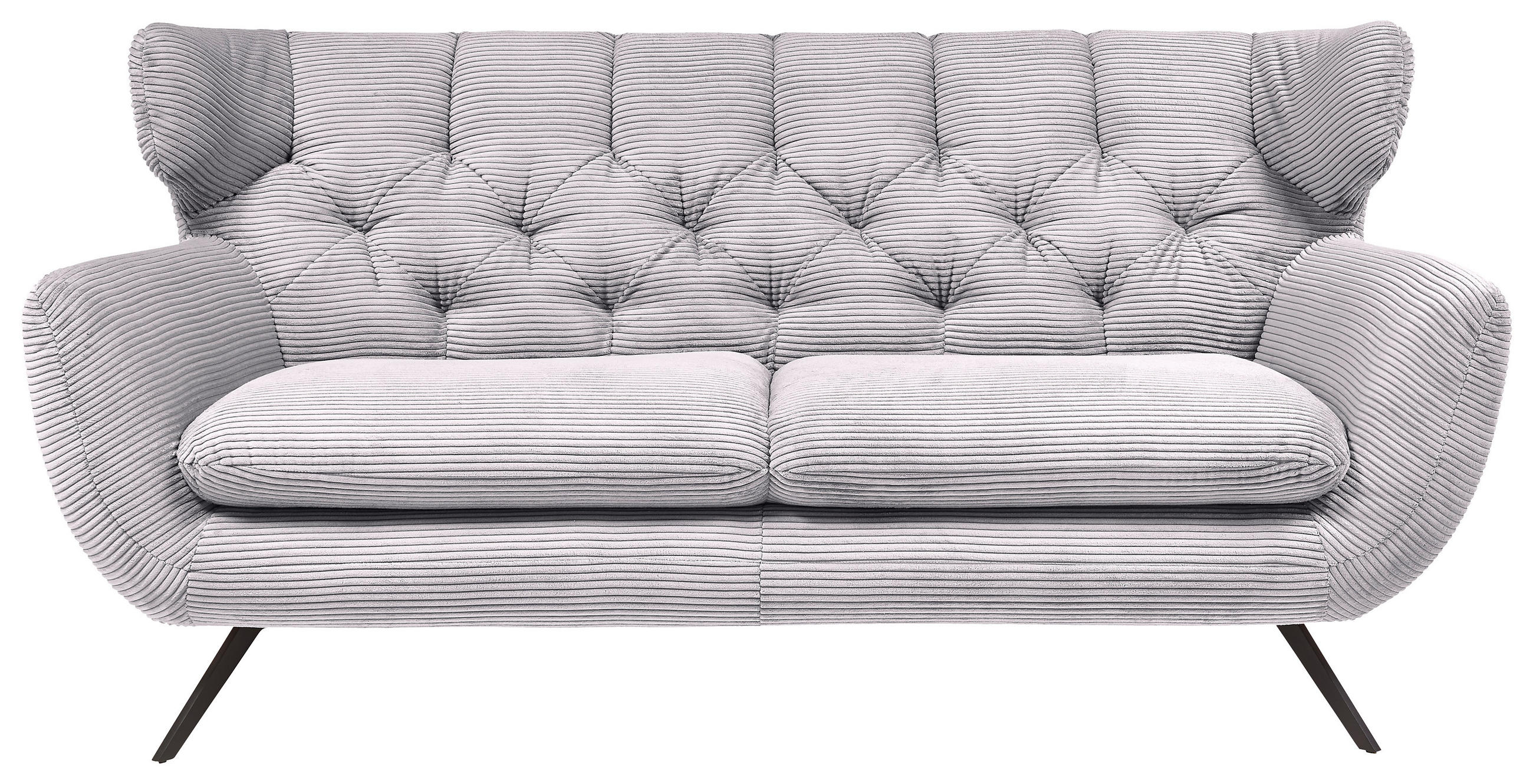 CHESTERFIELD-SOFA Cord Grau  - Schwarz/Grau, MODERN, Textil/Metall (160/94/95cm) - Pure Home Lifestyle