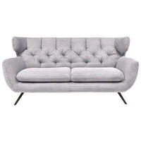 CHESTERFIELD-SOFA Cord Grau  - Schwarz/Grau, MODERN, Textil/Metall (160/94/95cm) - Pure Home Lifestyle