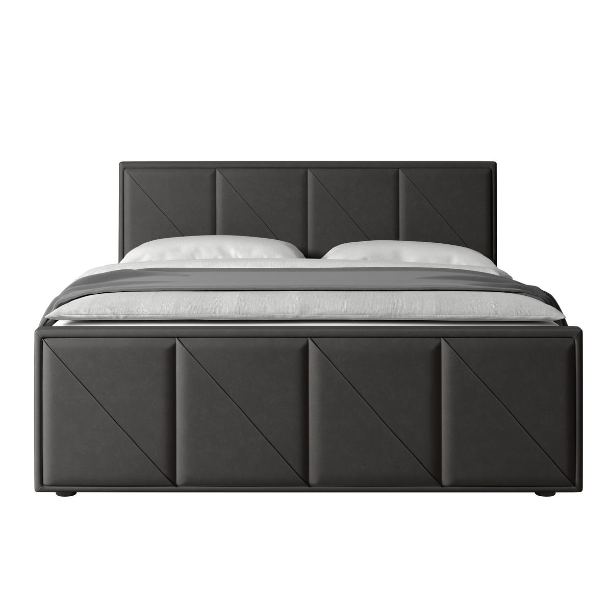 POSTELJA BOXSPRING 180 cm   x 200 cm  , kovina, umetna masa, tekstil, karton, leseni material antracit  - črna/antracit, Moderno, kovina/umetna masa (180/200cm) - MID.YOU