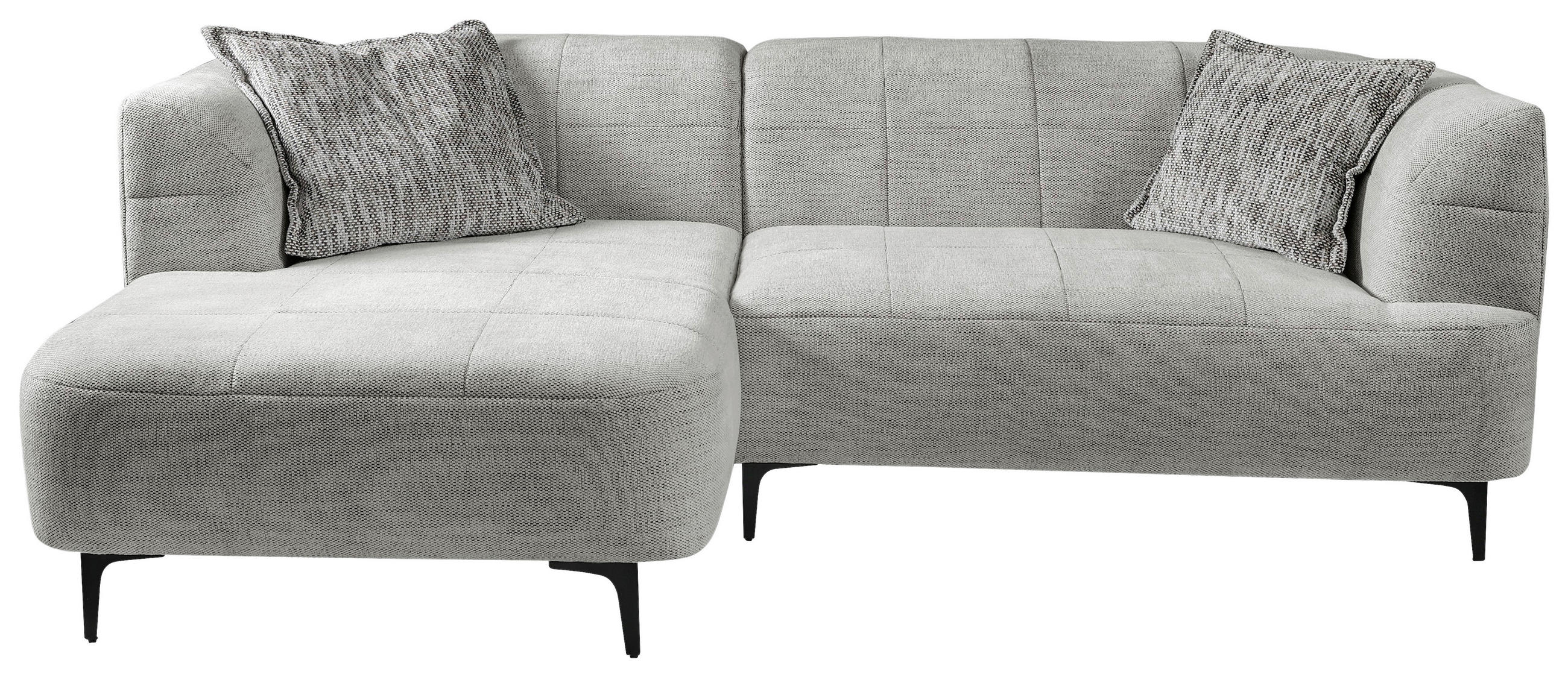 ECKSOFA Hellgrau Struktur  - Hellgrau/Schwarz, Design, Textil/Metall (158/247cm) - MID.YOU