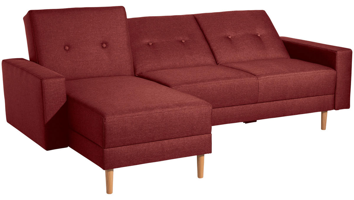 ECKSCHLAFSOFA in Flachgewebe Rot  - Rot/Erlefarben, Design, Holz/Textil (230/93/152cm) - Max Winzer