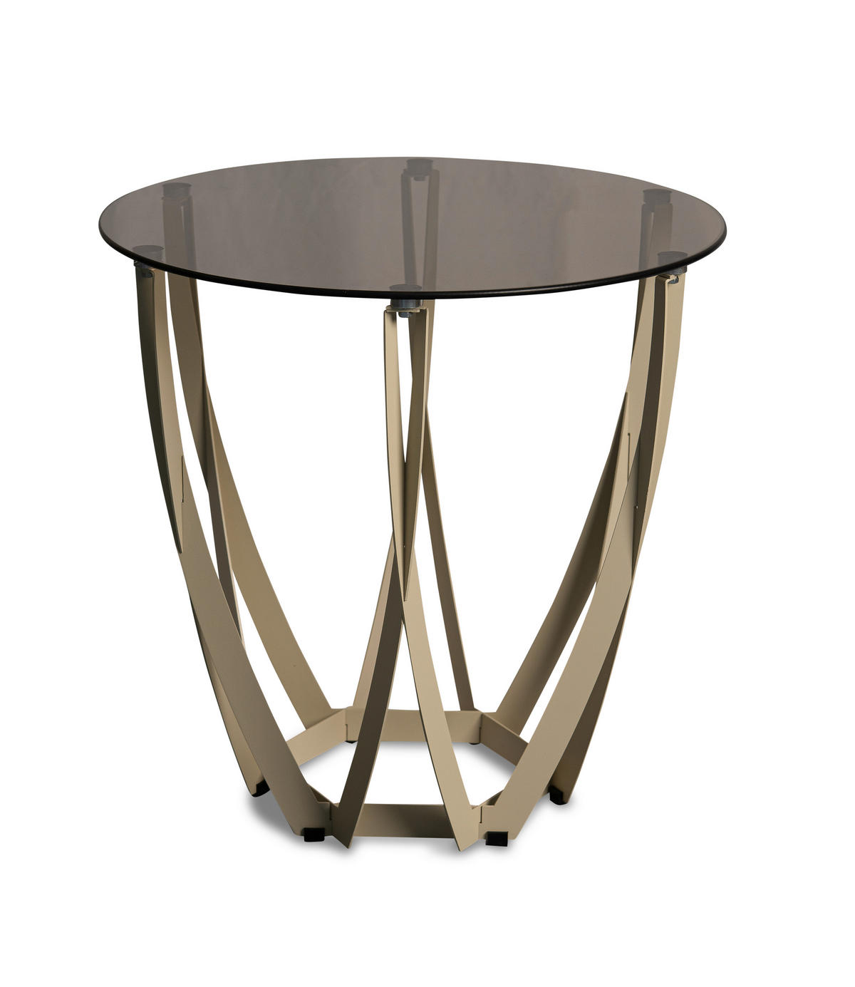 BEISTELLTISCH 50/50/50 cm Creme, Bronzefarben rund  - Creme/Bronzefarben, Basics, Glas/Metall (50/50/50cm) - Xora