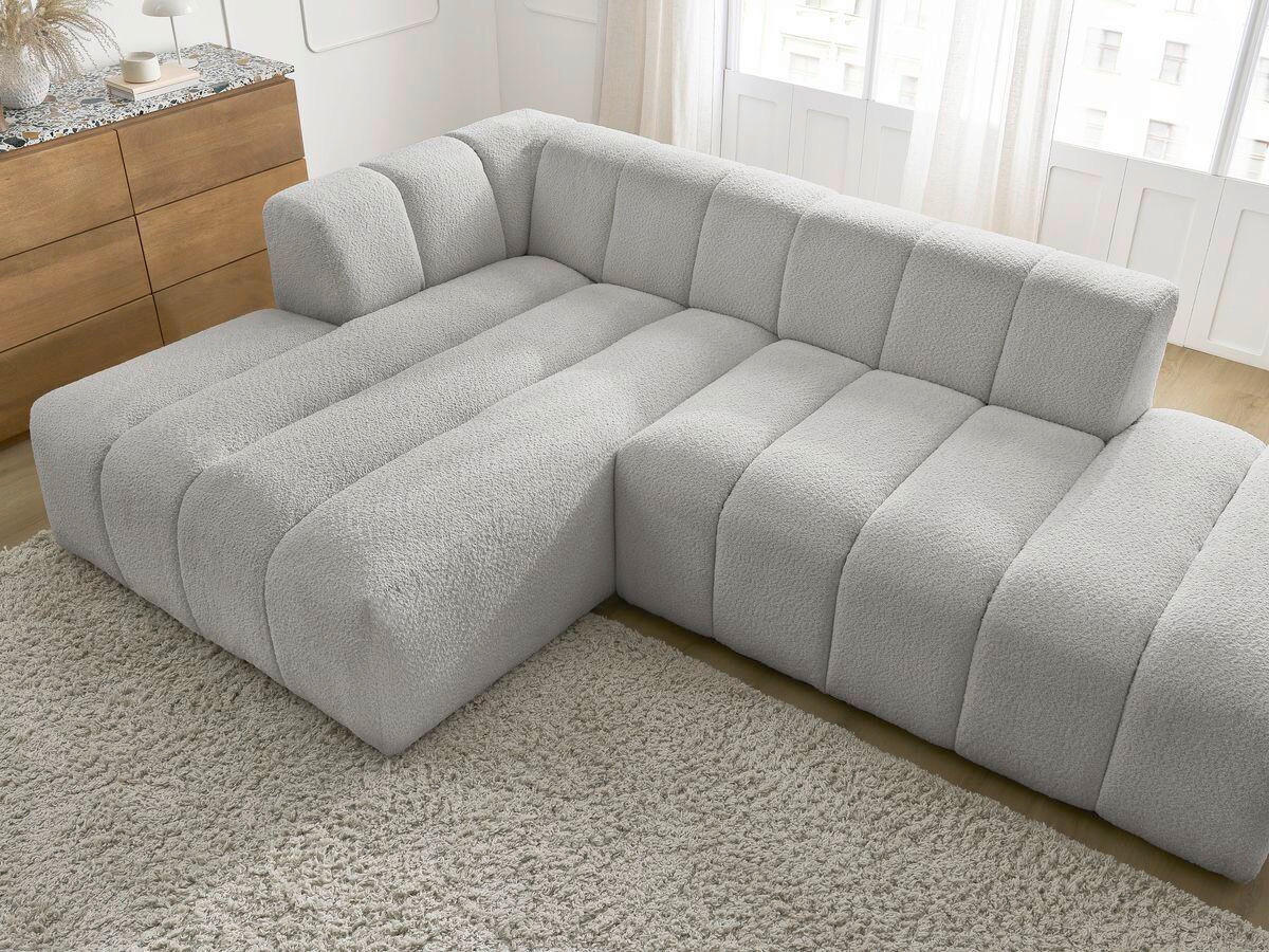 ECKSOFA  ANNECY Hellgrau Bouclé  - Hellgrau/Schwarz, MODERN, Kunststoff/Textil (170/262cm)